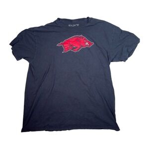 Black Arkansas Razorbacks Big Logo T Shirt Men's X-Large The Victory Cotton